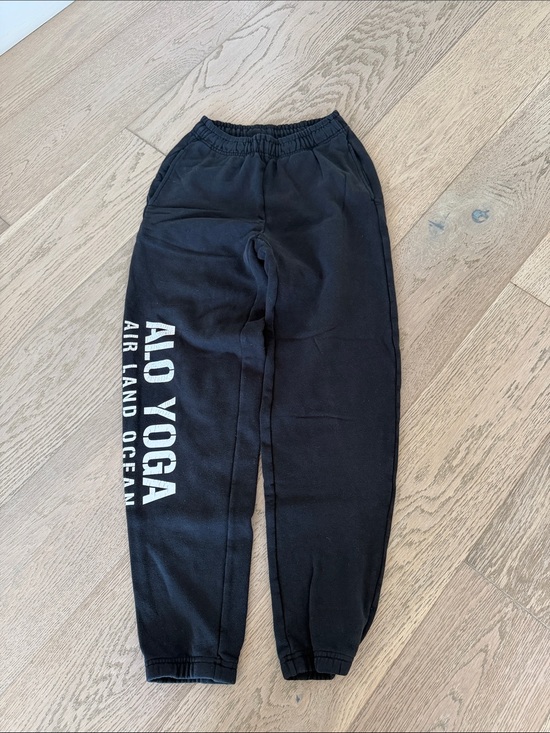 ALO Yoga Pants - ALO Yoga Black Sweatpants with White Side Logo